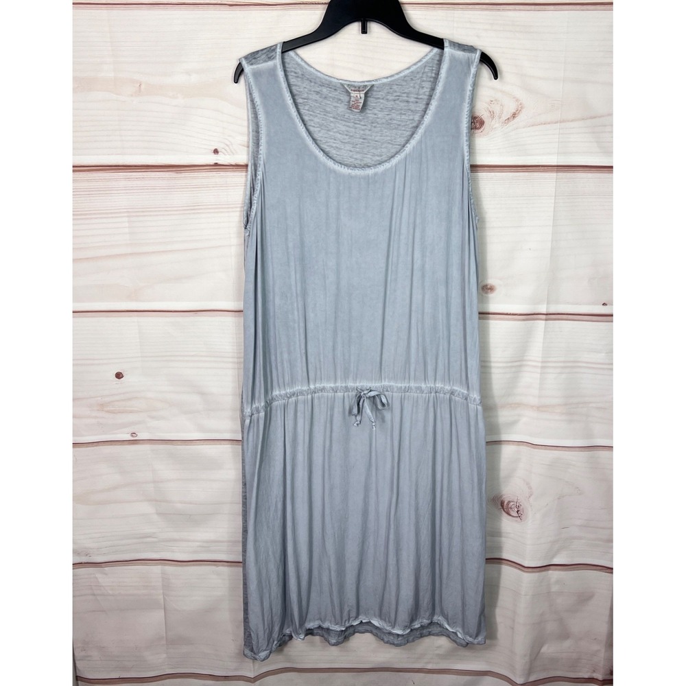 Sundance Dress Womens XL Gray Tank Drawstring Waist Sleeveless Linen Blend Solid